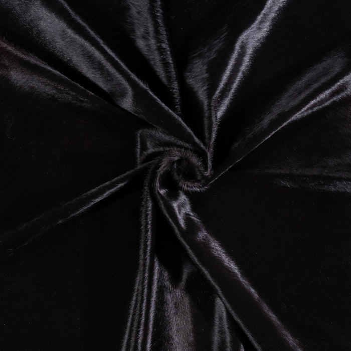 Brazilian Solid Black Cowhide Rug Size 7'1" L x 6'7" W 3426