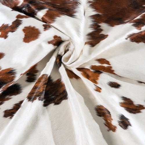 White Tricolor Cowhide Rug Size 7'10" L x 6'10" W 6221