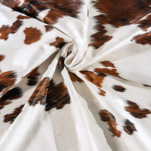White Tricolor Cowhide Rug Size 7'10" L x 6'10" W 6221