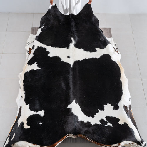 Black and White Cowhide Rug Size 8'8" L x 8'1" W 6420
