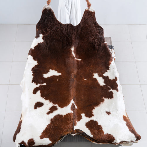 Chocolate and White Cowhide Rug Size 8'8" L x 7'9" W 5423