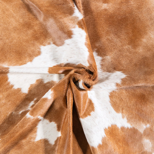 Brazilian Palomino and White Cowhide Rug Size 6'8" L x 5'2" W 4847