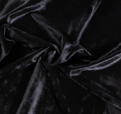 Brazilian Solid Black Cowhide Rug Size 7'3" L x 6'3" W 6745