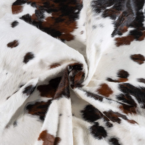 White Tricolor Cowhide Rug Size 7'2" L x 6'5" W 6223