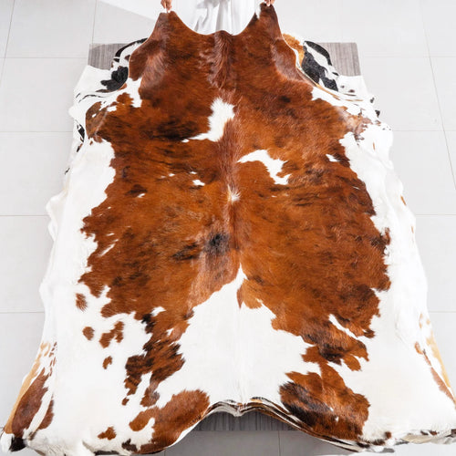 Tricolor Cowhide Rug Size 7'9" L x 6'10" W 6422