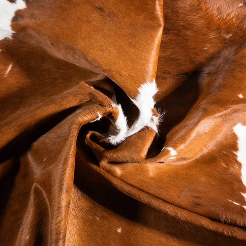 Vintage Brindle White Belly Cowhide Rug Size 6'11" L x 5'10" W 6348