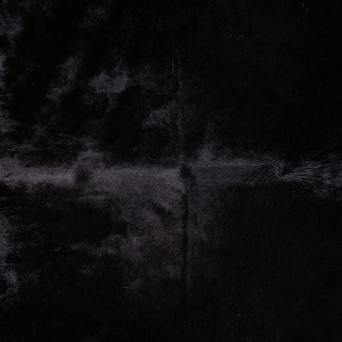 Brazilian Solid Black Cowhide Rug Size 7'2" L x 6'8" W 3431