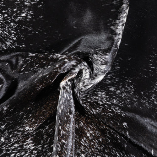 Brazilian Black Salt and Pepper Cowhide Rug Size 6'11" L x 5'10" W 5849