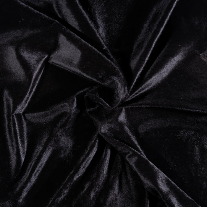 Brazilian Solid Black Cowhide Rug Size 7'2" L x 6'8" W 3431