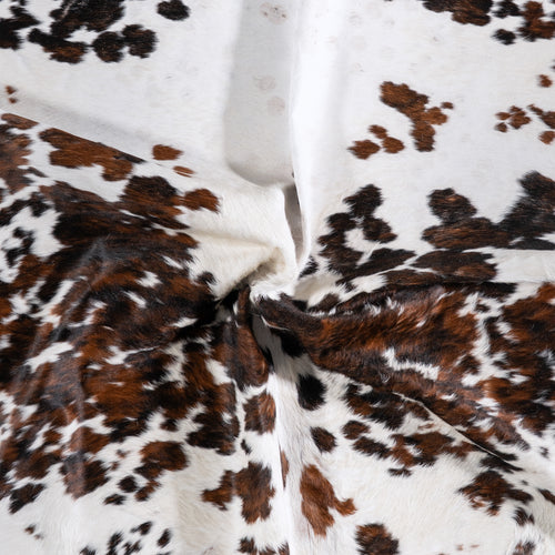 Vintage White Tricolor Cowhide Rug Size 7'0" L x 6'9" W 5548