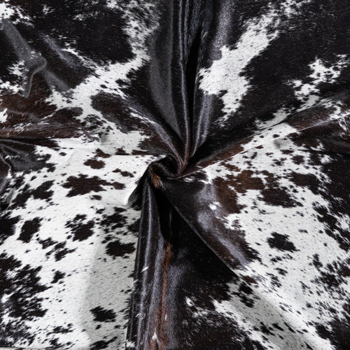 Brazilian Chocolate and White Cowhide Rug Size 8'2" L x 7'1" W 5351