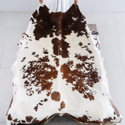 Chocolate and White Cowhide Rug Size 8'0" L x 7'0" W 5425