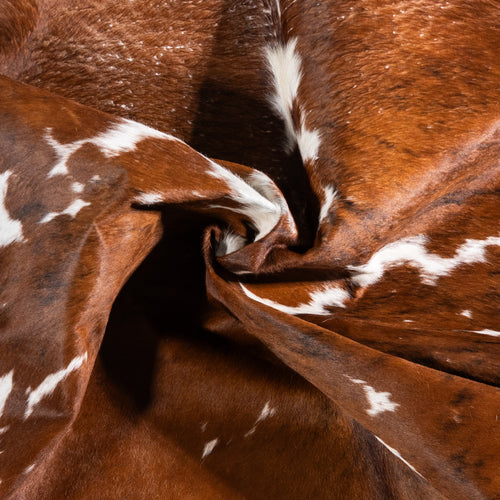 Vintage Tricolor Brindle Mix Cowhide Rug Size 7'5" L x 6'6" W 6350