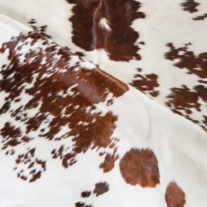Chocolate and White Cowhide Rug Size 8'0" L x 7'0" W 5425