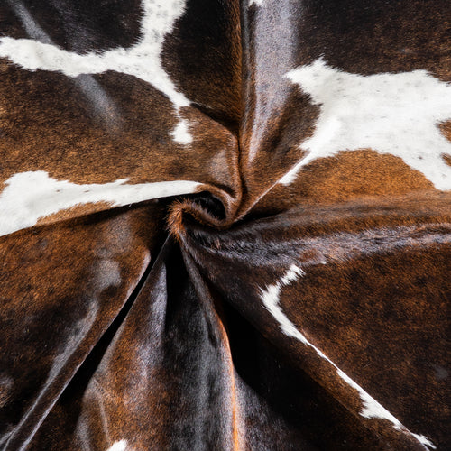 Brazilian Chocolate and White Cowhide Rug Size 6'6" L x 5'8" W 5148