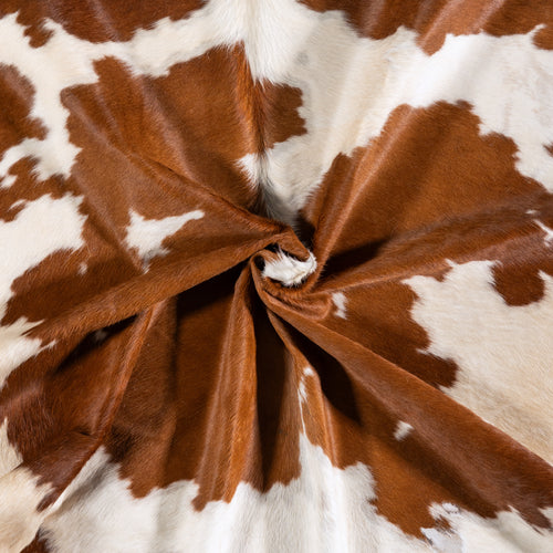 Vintage Brown and White Cowhide Rug Size 7'1" L x 6'0" W 4331