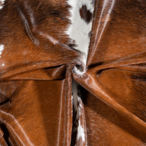 Brazilian Brown and White Cowhide Rug Size 6'10" L x 6'3" W 5150