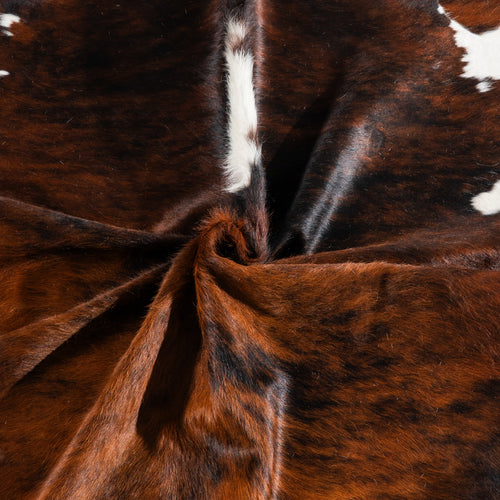 Tricolor Brindle Mix Cowhide Rug Size 6'11" L x 5'11" W 5426