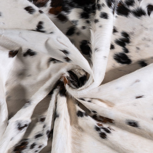 Vintage White Tricolor Cowhide Rug Size 8'0" L x 7'0" W 6353