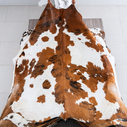 Tricolor Cowhide Rug Size 7'10" L x 7'6" W 5027