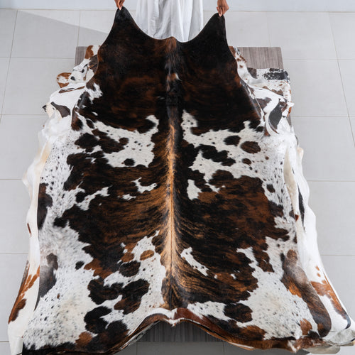 Tricolor Cowhide Rug Size 7'2" L x 6'1" W 5428