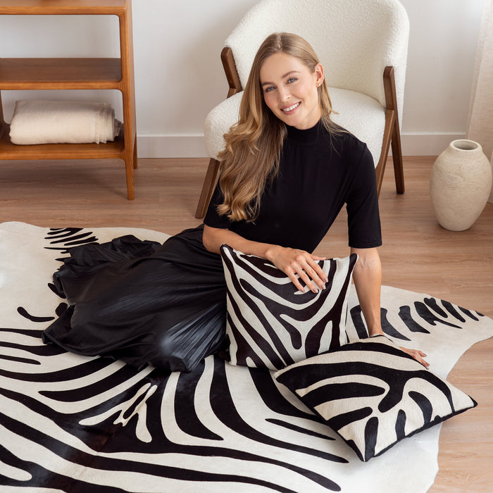 Zebra Cowhide Rug