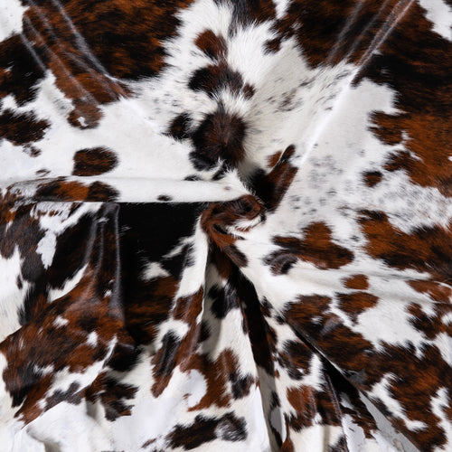 Vintage White Tricolor Cowhide Rug Size 7'0" L x 6'5" W 4334