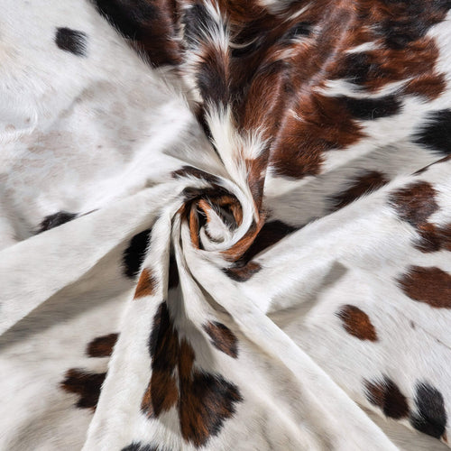 White Tricolor Cowhide Rug Size 7'6" L x 6'8" W 6230