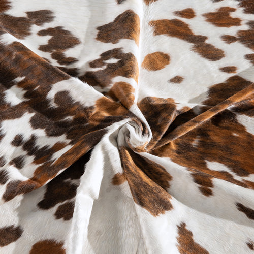 White Tricolor Cowhide Rug Size 7'4" L x 6'11" W 3934