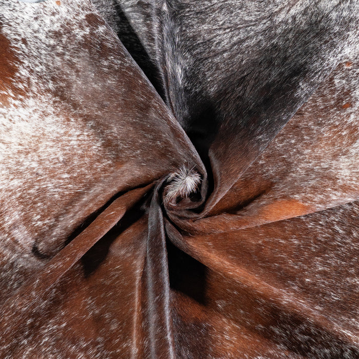 Brazilian Chocolate and White Cowhide Rug Size 6'11" L x 5'11" W 5864