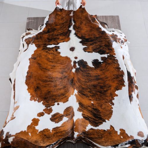 Tricolor Cowhide Rug Size 7'2" L x 6'5" W 4025