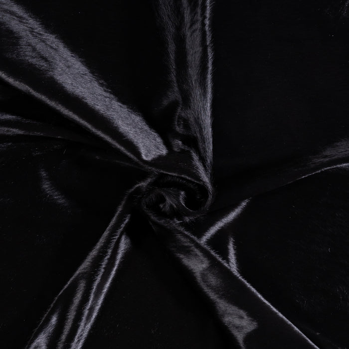 Brazilian Solid Black Cowhide Rug Size 7'5" L x 6'10" W 3441