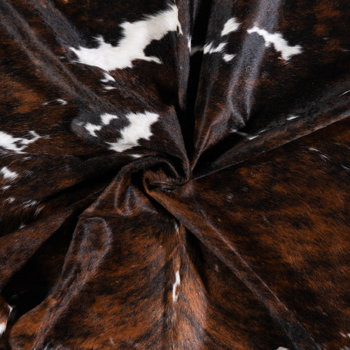 Vintage Tricolor Brindle Mix Cowhide Rug Size 7'10" L x 7'5" W 4340