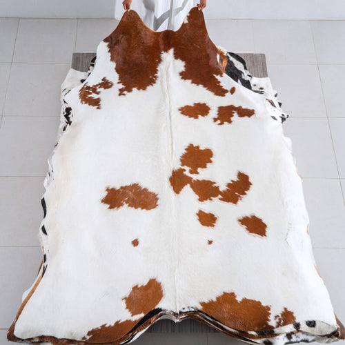 Brown and White Cowhide Rug Size 8'3" L x 7'4" W 6431