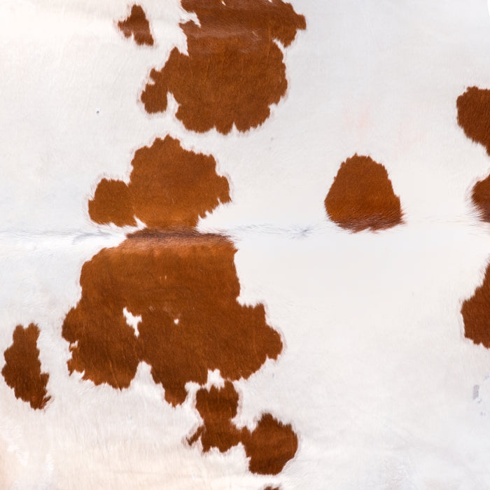 Vintage Brown and White Cowhide Rug Size 7'10" L x 6'8" W 6369