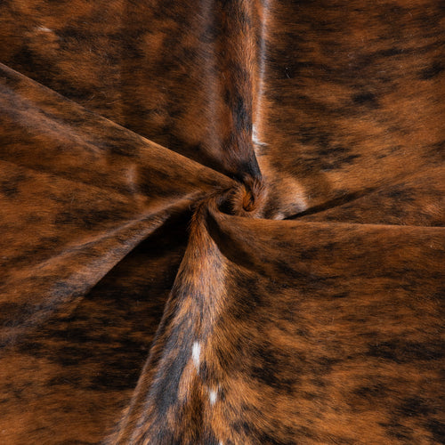 Tricolor Brindle Mix Cowhide Rug Size 7'8" L x 7'1" W 5434