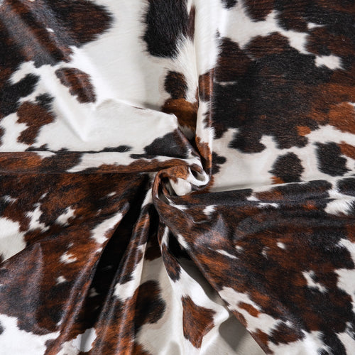 Vintage White Tricolor Cowhide Rug Size 7'6" L x 6'11" W 4343