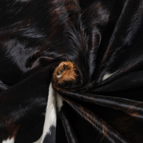 Dark Tricolor Cowhide Rug Size 7'9" L x 6'5" W 6235