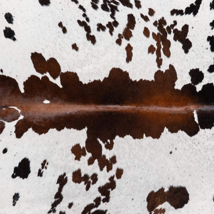 Brazilian Chocolate and White Cowhide Rug Size 8'0" L x 7'2" W 5168