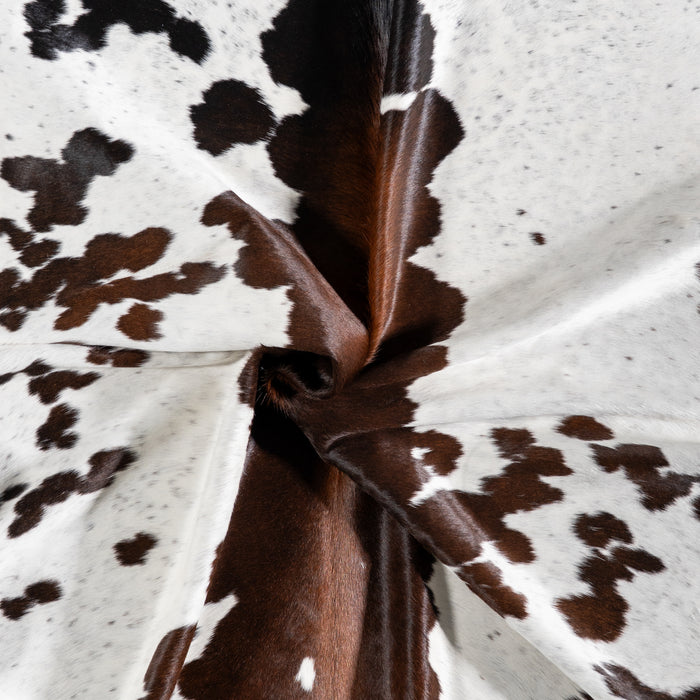 Brazilian Chocolate and White Cowhide Rug Size 8'0" L x 7'2" W 5168