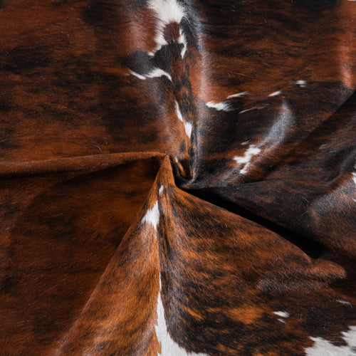 Tricolor Brindle Mix Cowhide Rug Size 7'6" L x 6'6" W 5435