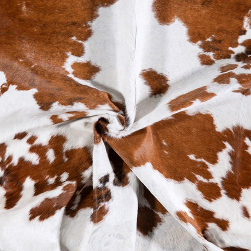 Vintage White Tricolor Cowhide Rug Size 6'11" L x 6'4" W 4345