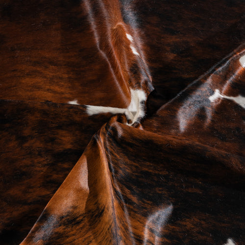 Tricolor Brindle Mix Cowhide Rug Size 8'0" L x 7'1" W 5436