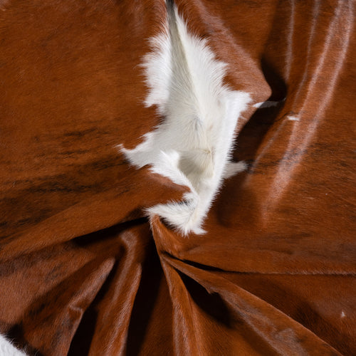 Vintage Tricolor Cowhide Rug Size 7'3" L x 6'6" W 4346