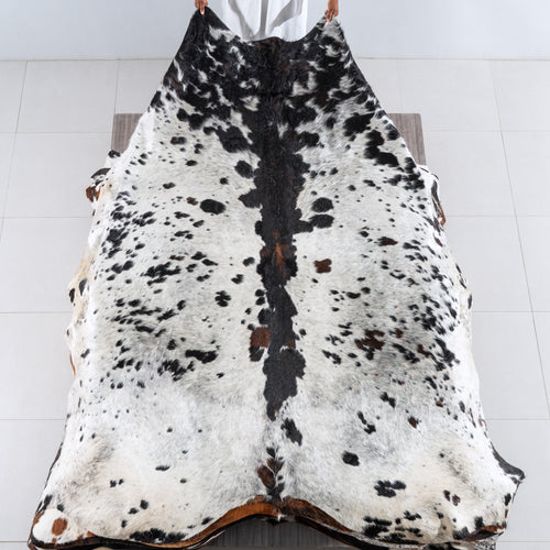 Black Salt and Pepper Cowhide Rug Size 8'7" L x 8'2" W 6238