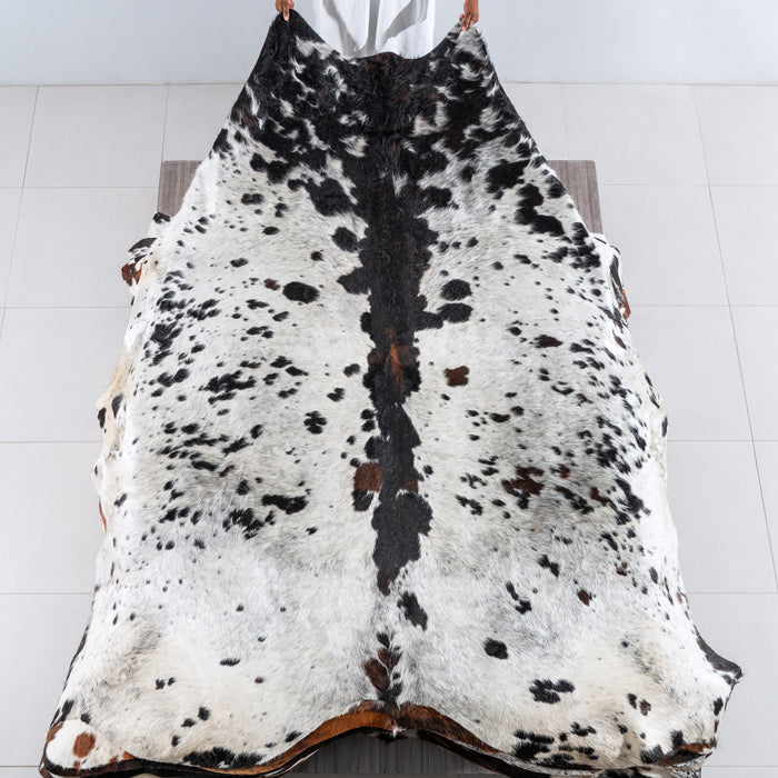 Black Salt and Pepper Cowhide Rug Size 8'7" L x 8'2" W 6238