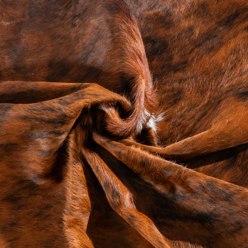 Tricolor Brindle Mix Cowhide Rug Size 7'6" L x 6'7" W 6435