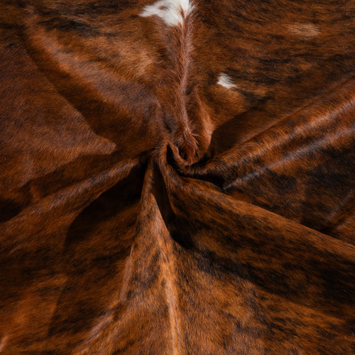 Tricolor Brindle Mix Cowhide Rug Size 8'2" L x 7'3" W 5438