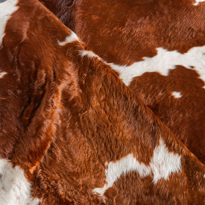 Brown and White Cowhide Rug Size 7'1" L x 5'2" W 6436