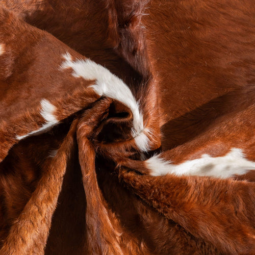 Brown and White Cowhide Rug Size 7'1" L x 5'2" W 6436
